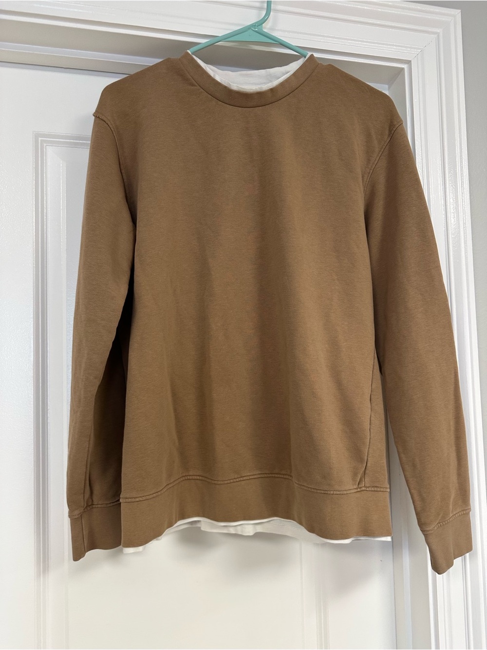 Denim & Flower Tan Crewneck Sweatshirt with Striped Lining